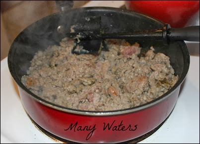 Many Waters Cooking Ground Sausage