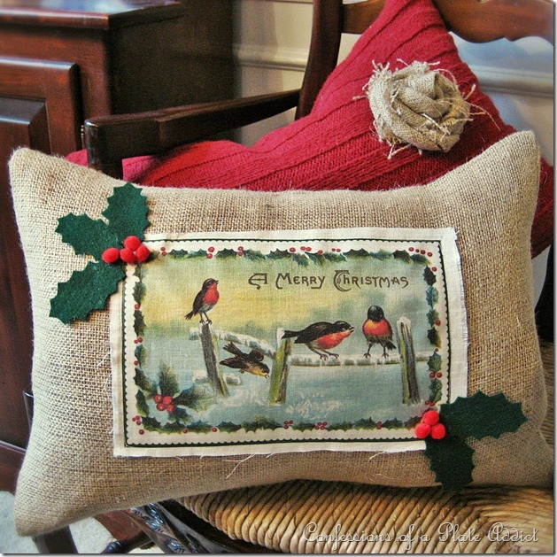 Vintage Christmas Card Pillow