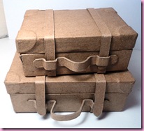 Paper mache suitcases