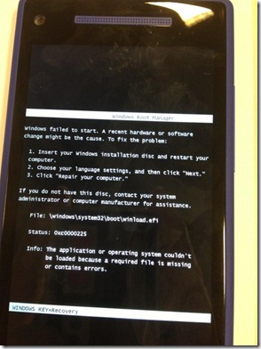 Windows Phone apresenta erro no Boot Manager