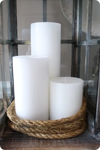 white candles rope lantern