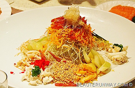 PARKROYAL Beach Road Plaza Brasserie Prosperity XO Yu Sheng Lobster, Salmon, Silver Fish, Chicken Floss, Chinese Sausages, Daikon Sprouts, Crispy Fish Skin, Enoki Mushrooms, Shredded Red White Carrot 