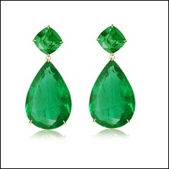 Cushion, Pear Emerald Dangling Earrings
