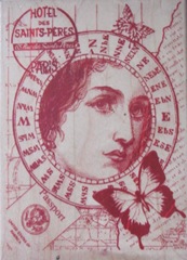 butterfly woman collage stamp