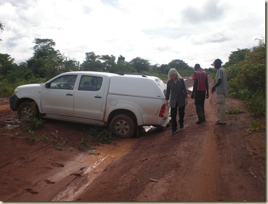 on the road to Kaputa- Slide out in the lovely red clay mud