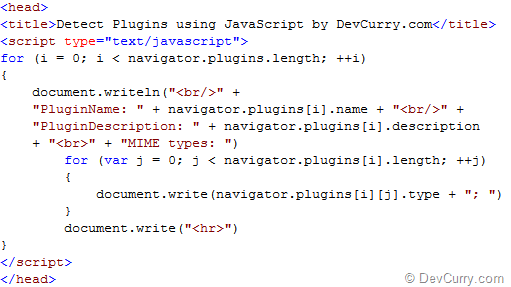 JavaScript Plugin Detection