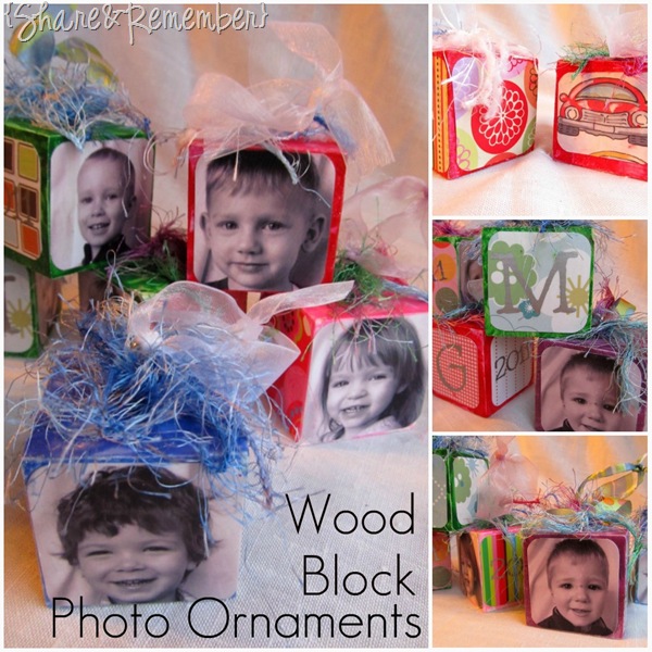 Wood Block Photo Ornaments