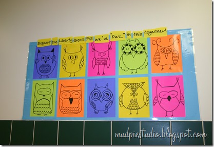 Camping theme bulletin board - owls