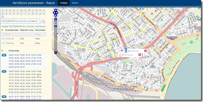 Карта на градския транспорт във Варна в реално време