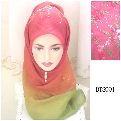 tudung bawal 3 tone sulam crown tudung bawal 3 tone sulam crown merah