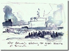 my sketch after Cotman's Great Bonfire of Yarmouth