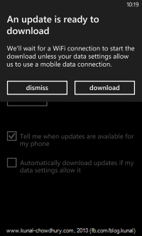 An update (Amber) is read to download for Lumia