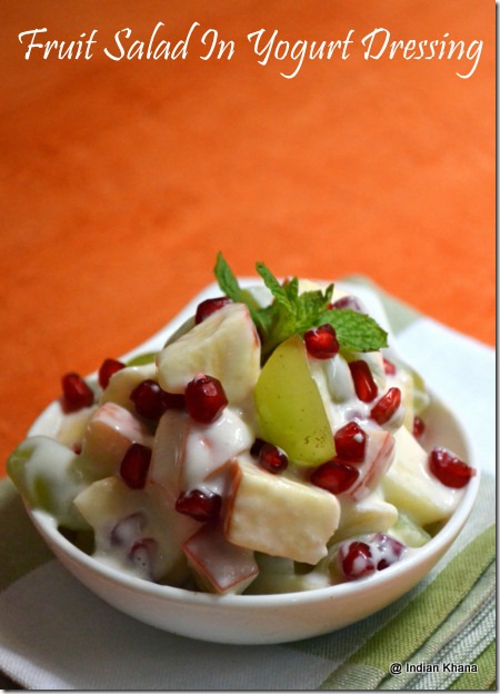 Mixed Fruit Salad in yogurt dressing recipes navratri recipes