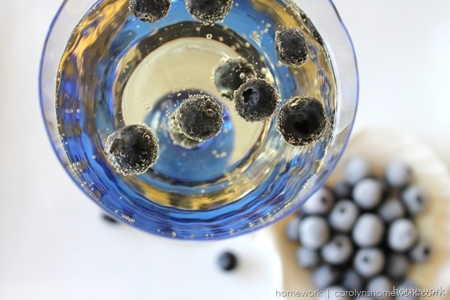 Blueberries and sparkling wine via homework