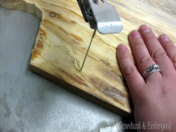 Using a Scroll Saw to Cut a State Plaque {Sawdust and Embryos}