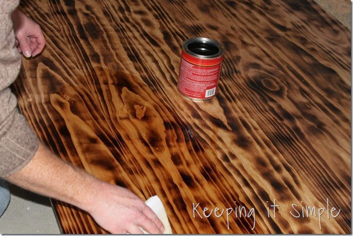 diy dining table with burned wood finish using a bernzomatic blow