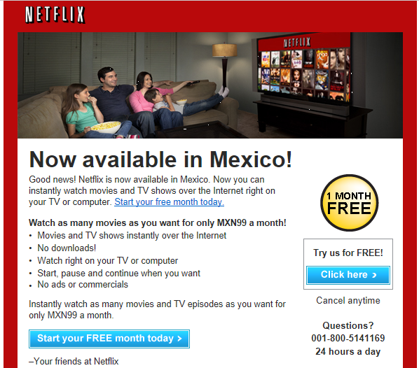 Netflix Mexico alert email