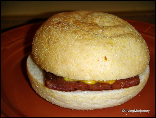 Starbucks SPAM® BLACK PEPPER, EGG AND CHEDDAR CHEESE ON CORNMEAL BREAD