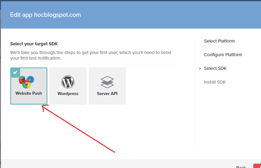 Chọn trang website push Chon trang website push