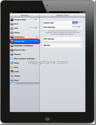 Apple iPad apn Settings 2