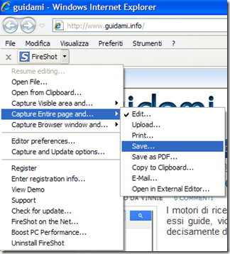 FireShot su Internet Explorer FireShot su Internet Explorer