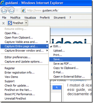 FireShot su Internet Explorer