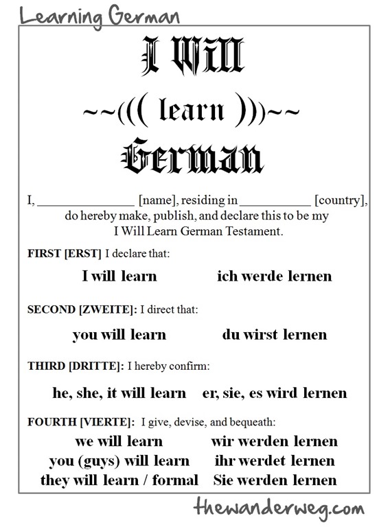 I will learn german the wander weg