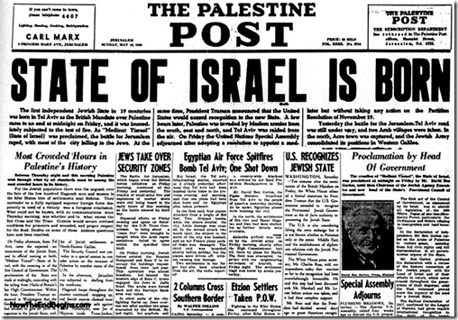 State of Israel Born byline