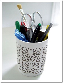 Toothbrush holder as pencil cup {Little Victorian}