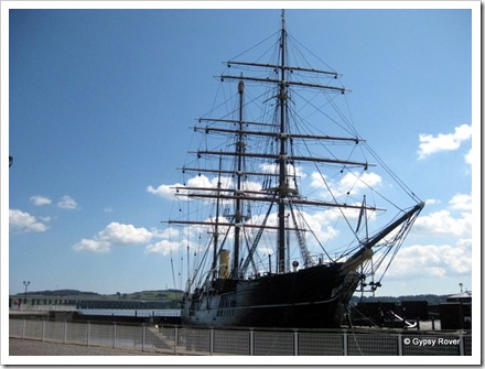 Royal Research ship Discovery at Dundee. Famous for Antarctic research voyages in 1903. Back where she was built.