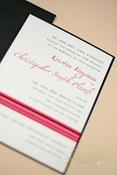 black and pink wedding invitations, black and pink wedding invitation, custom black and pink wedding invitations, gingham ribbon wedding invitations, pink ribbon wedding invitation, modern stripe wedding invitations, striped wedding invitation, oakland hills wedding, oakland hills country club wedding, michigan wedding invitations