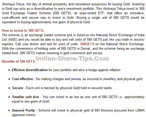SBI Gold Exchnage Traded Scheme
