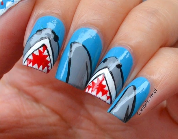 Shark Week Nail Art
