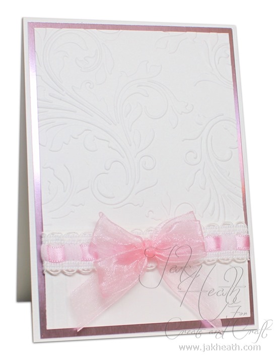 Mirror board and linen embossed card.