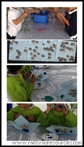 Making rocks and volcano crafts in the kindergarten class at the International School of Morocco