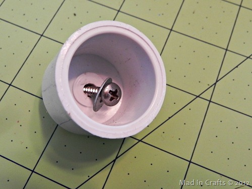 pvc cap, washer, and screw
