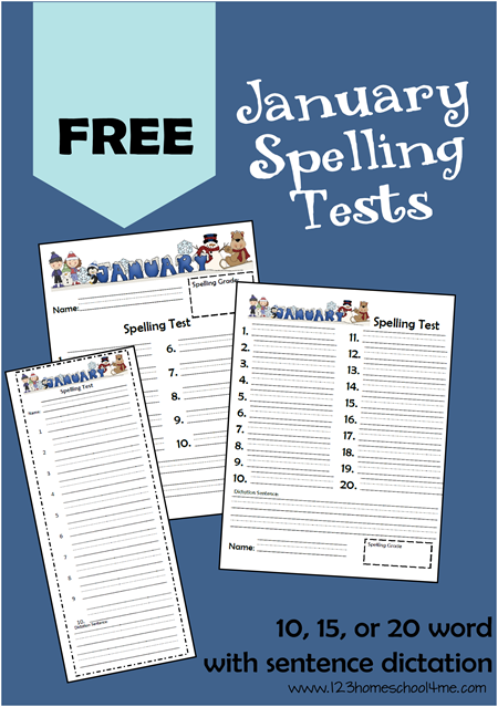 Free winter themed january speling tests Free winter themed january speling tests