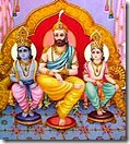 Dasharatha with Lakshmana and Rama