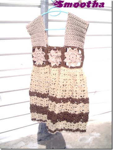 Vestido de crochet castanho e beje (7)
