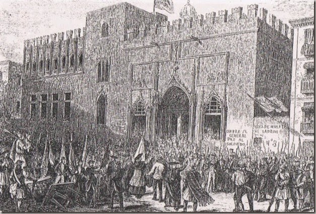 LA GLORIOSA_ Jornada revolucionaria frente a la Lonja. 1869