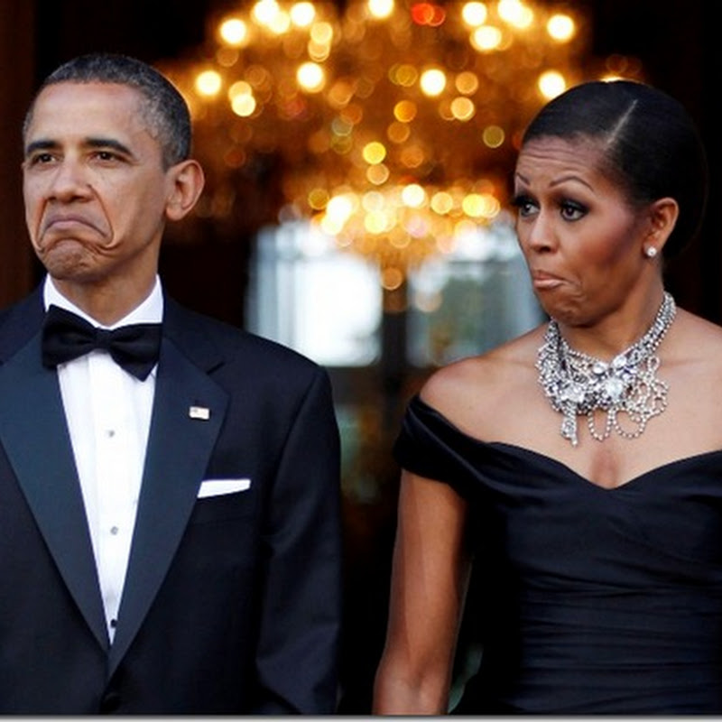 foto de Obama y su esposa con cara de sorpresa