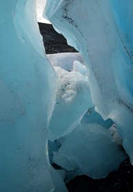glacial blue inside Worthington Glacier