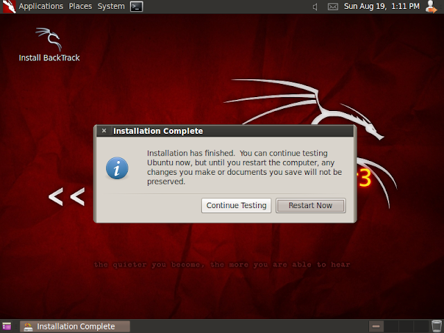 Installing backtrack 5 R3 Installing backtrack 5 R3