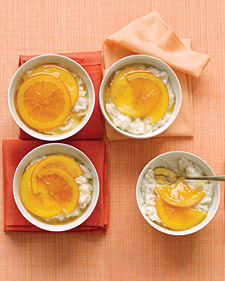 Vanilla Rice Puddings With Glazed Oranges