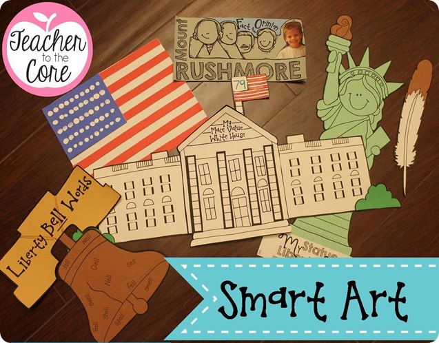 American Symbols SMART ART by Teacher to the Core- Each project has an academic task on it to up the rigor and make your classroom look brilliant and beautiful