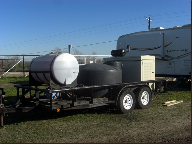 Diesel fuel, 500 gallon of non-potable water and the 15,000 watt generator