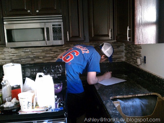 Ashley's husband Eric helping with the tile Ashley's husband Eric helping with the tile