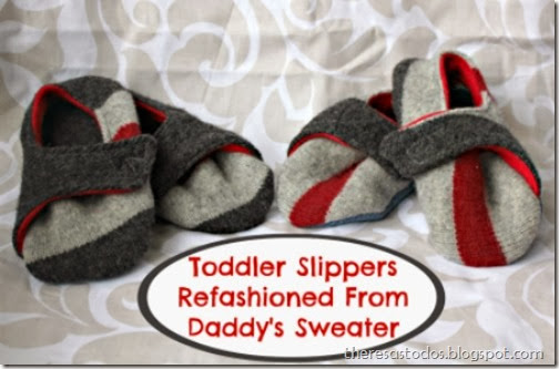 Toddler Slippers Refashioned from Sweater