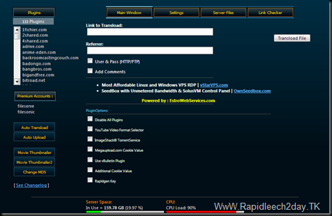 Rapidleech Server v3.45.Stable Release 17-1-2012 -133 Plugins Premium Accounts :fileserve, filesonic With all Options – Rar/Unrar, Movie Thumbnailer and more..