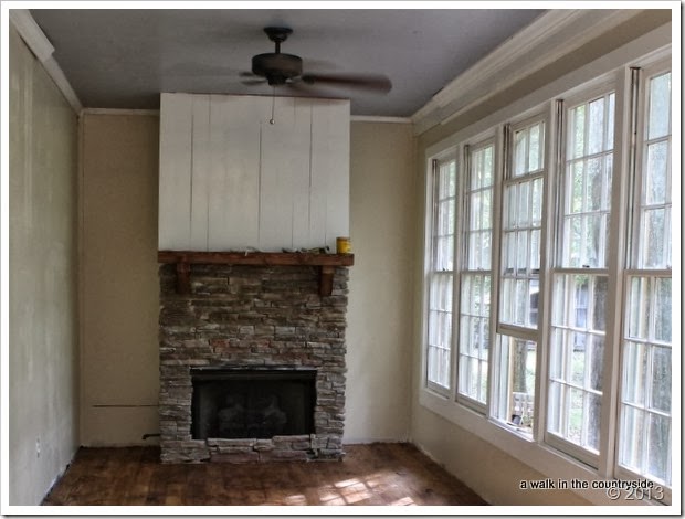 fireplace in sunroom renovation